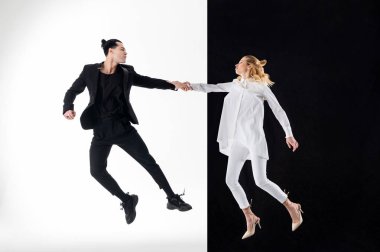 Siyah el güzel model beyaz holding adam