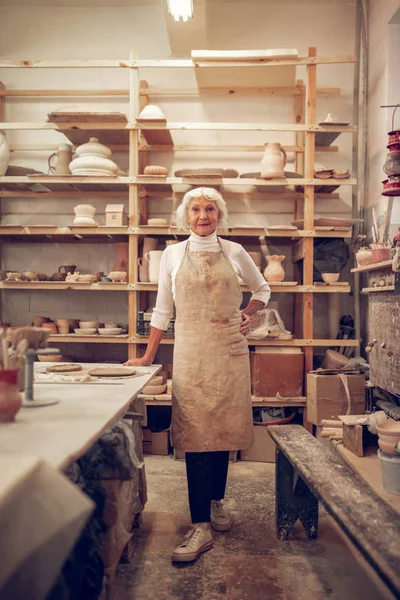 Radosna Kobieta w wieku, mająca własną działalność gospodarczą — Zdjęcie stockowe