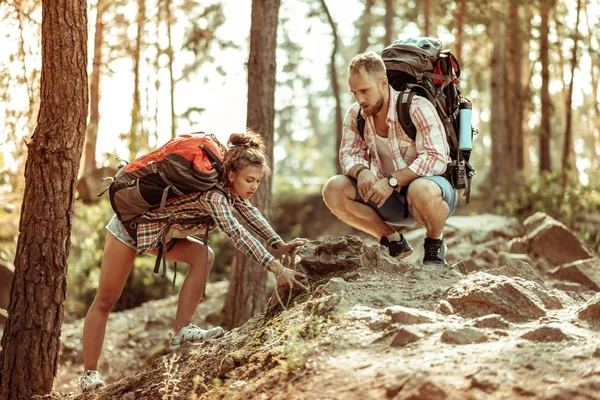 Nice young couple being tired after walking — Stock Photo, Image