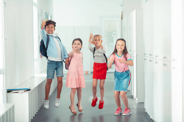 Children having very good mood before summer holidays