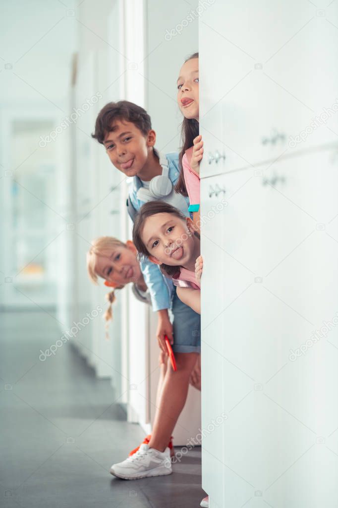 Funny children having much fun during school break