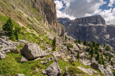 Kayalık dağ ve yeşil tepe ile pastoral Alpleri