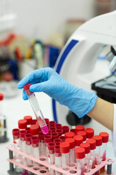 Close up of competent scientist that checking analysis — Stock Photo, Image