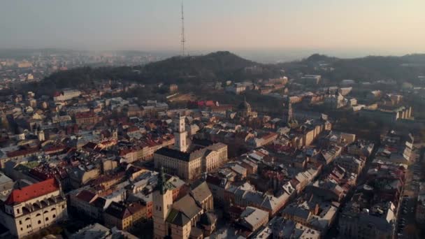 Vacker panoramautsikt över de färgglada byggnaderna — Stockvideo