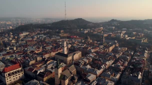 Gyönyörű panoráma kilátás a színes épületekre — Stock videók