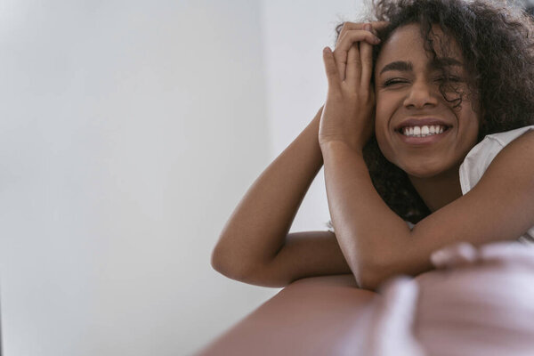 Young woman being happy during her rest