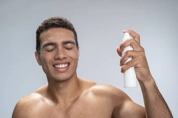 Happy man refreshing himself in the morning — Stock Photo, Image