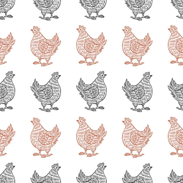 Modèle Des Poules Décoratives — Image vectorielle