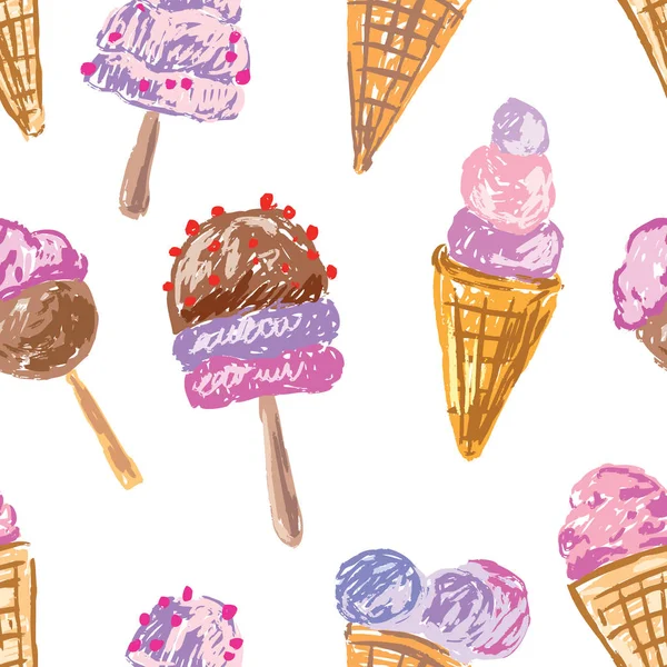 水果冰淇淋无缝背景 — 图库矢量图片