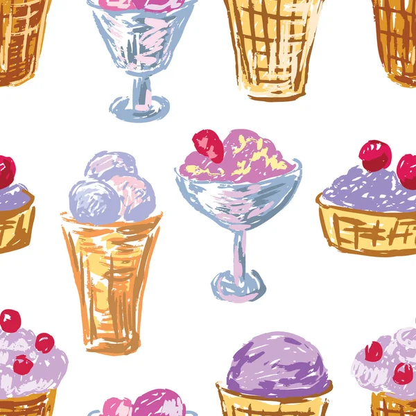 Modèle Crème Glacée Aux Fruits Divers — Image vectorielle