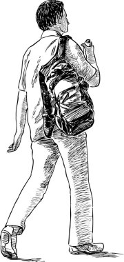 Gezinti genç adamın kroki