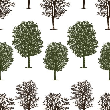 Ağaçlar yaz ve kış desen