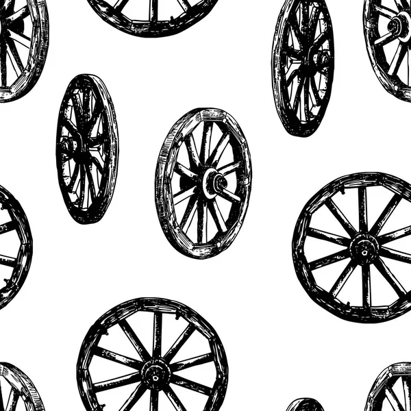 Seamless Background Old Wooden Wheels — Stock Vector