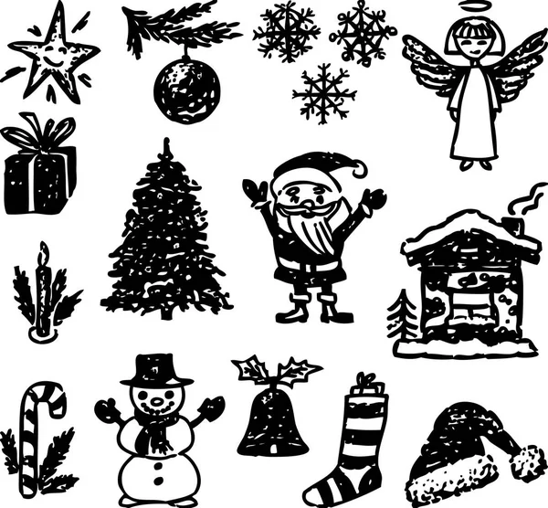 Immagine Vettoriale Simboli Natale — Vettoriale Stock