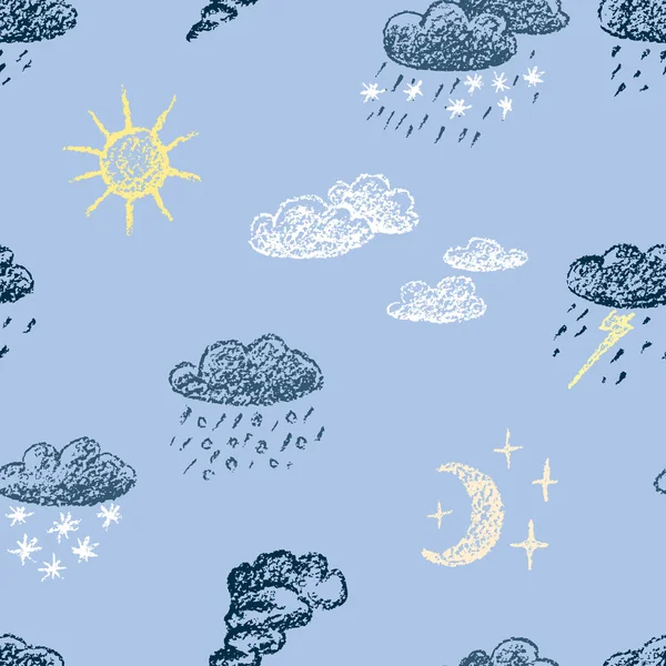 Seamless Pattern Weather Symbols — Stock Vector