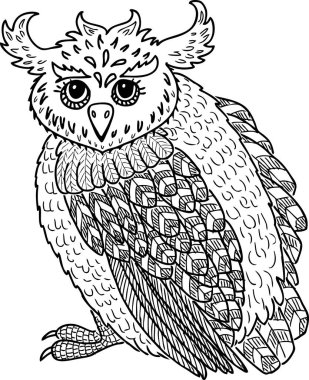 Dekoratif muhteşem baykuş çizim vektör