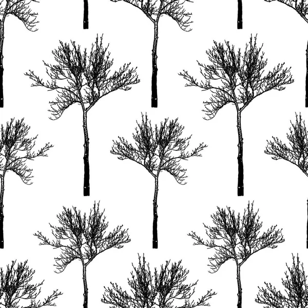 Seamless Pattern Trees Silhouettes — Stock Vector