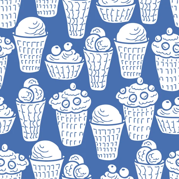 Fond Gaufres Tasses Crème Glacée — Image vectorielle