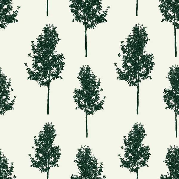 Seamless Background Small Rowan Trees — Stock Vector