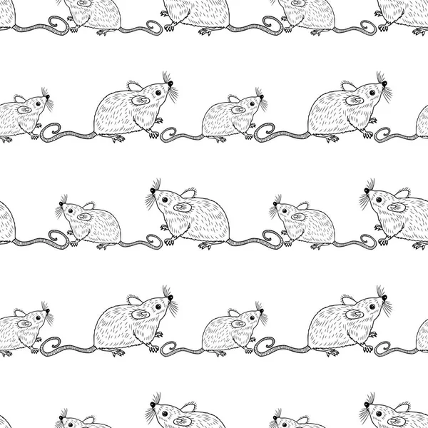 Seamless Pattern Funny Cartoon Rats — Stock Vector