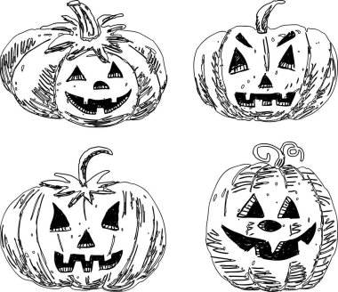 Halloween pumpkins çizimler bir dizi