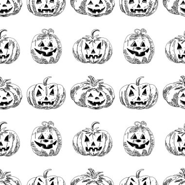 Sorunsuz arka planını çizilmiş halloween kabaklar