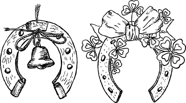 お祝い蹄鉄の手描き — ストックベクタ
