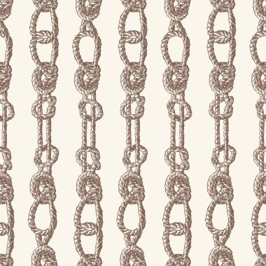 Düğümlere bağlanmış çizilmiş arma ipinin kesintisiz arka planı