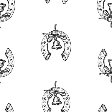Handbells ile at nalı skeçler Dikişsiz desen