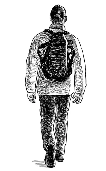通りを歩く歩行者の手描き — ストックベクタ