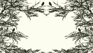 Çam dalları çerçeveli vektör tebrik kartı