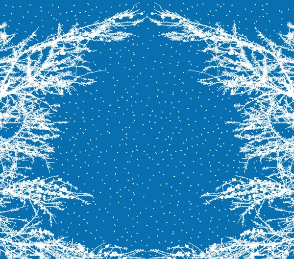 Fond Vectoriel Avec Cadre Branches Sapin Congelées — Image vectorielle