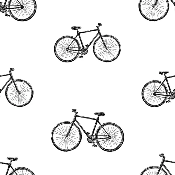 Seamless Background Sketches Bicycles Active Walks — Stock Vector