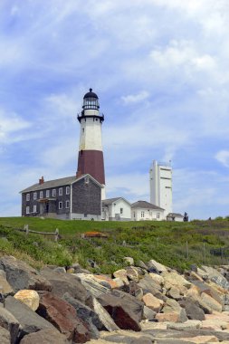 Atlantik Okyanusu, Long Island, New York Montauk deniz feneri ile kıyı sahne