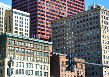 Chicago Illinois, ABD'de yüksek katlı binalar ve gökdelenler ile Şehir Skyline