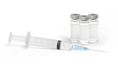 Aşı ve şırınga. Virüs enfeksiyonunu önlemek, aşılamak ve tedavi etmek için kullanılır.