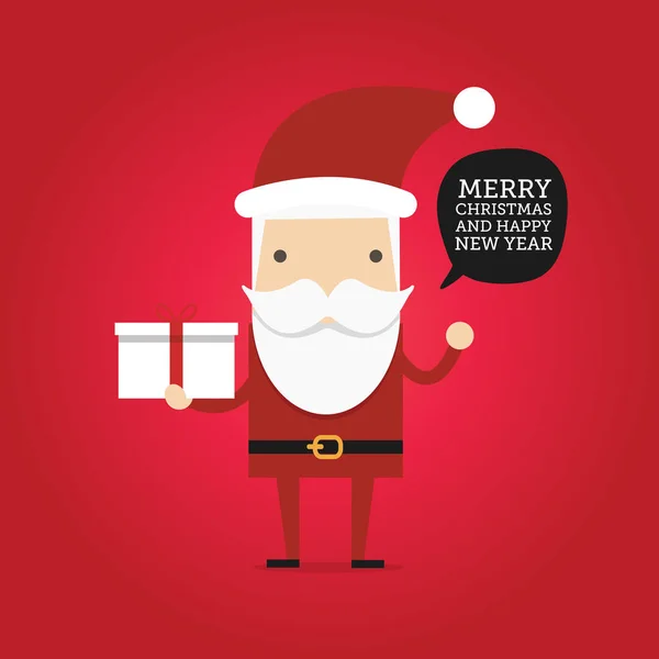 Hipster Tecknad Santa Claus Holding Presentbox Christmas Vektorillustration — Stock vektor