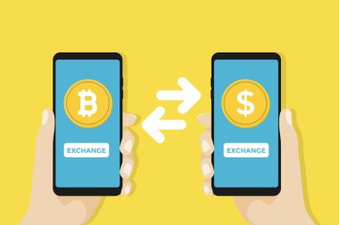 Para değişimi doları Bitcoin, bankacılık kavramı için.