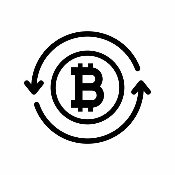 Bitcoin Símbolo Con Flechas Círculo Icono Bitcoin Para Criptomoneda Vector — Vector de stock