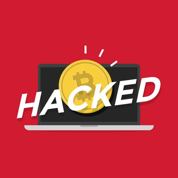 Bitcoin Hackeado Tela Computador Vetor —  Vetores de Stock