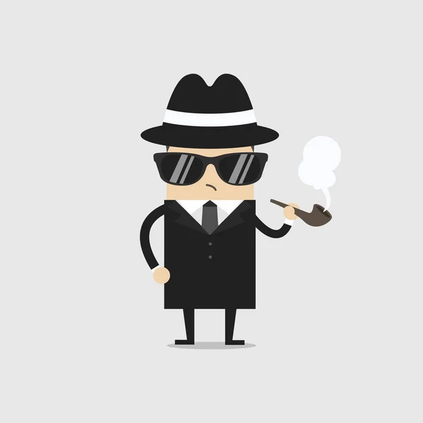 Detective Man Character Smoking Pipe Vector — Stock Vector
