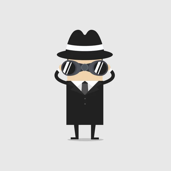 Detective Con Vector Binocular — Vector de stock