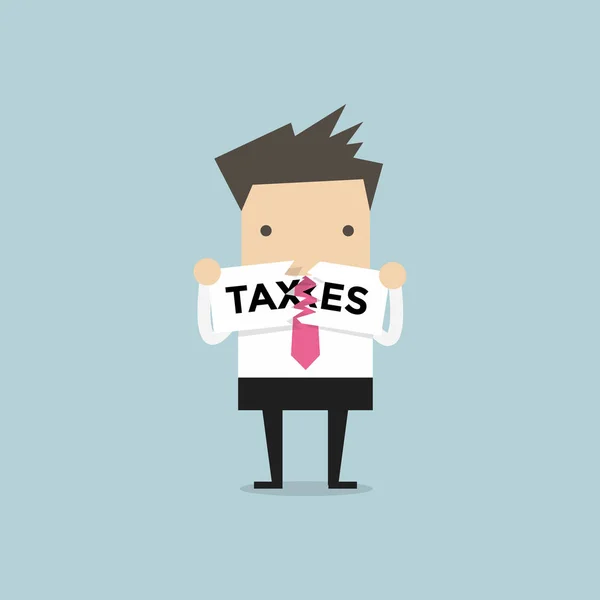 Businessman Teared Taxes Paper Finance Profit Concept Vector — Stock Vector