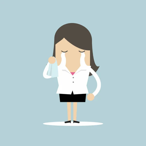 Mujer Negocios Llorando Personaje Dibujos Animados Vector — Vector de stock