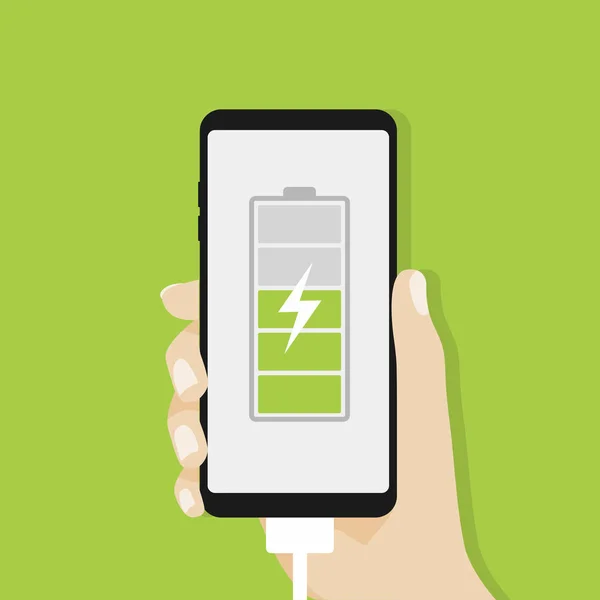 Main Humaine Tenant Smartphone Charge Vecteur — Image vectorielle