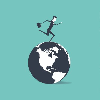 Dünya çapında çalışan bir iş adamı. vektör