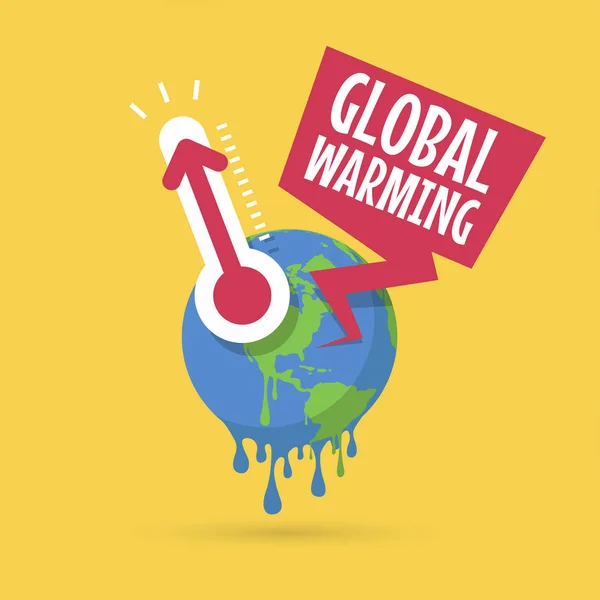 温度計 地球温暖化の概念と地球 ベクトル — ストックベクタ