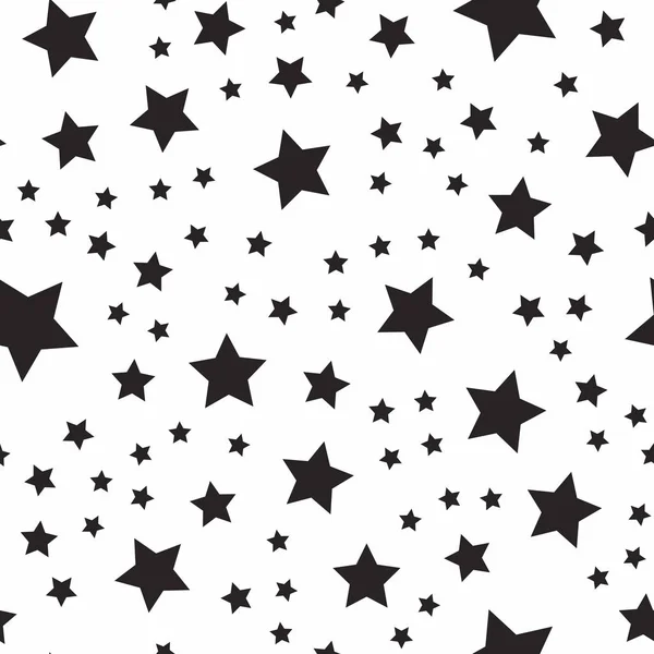 Seamless Abstract Pattern Black Stars Different Size White Background Vector — Stock Vector