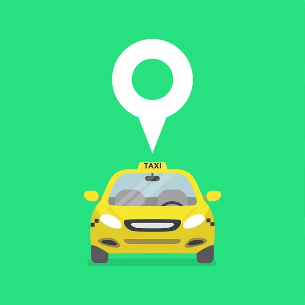 タクシー車の記号と地図のピン ベクトル — ストックベクタ