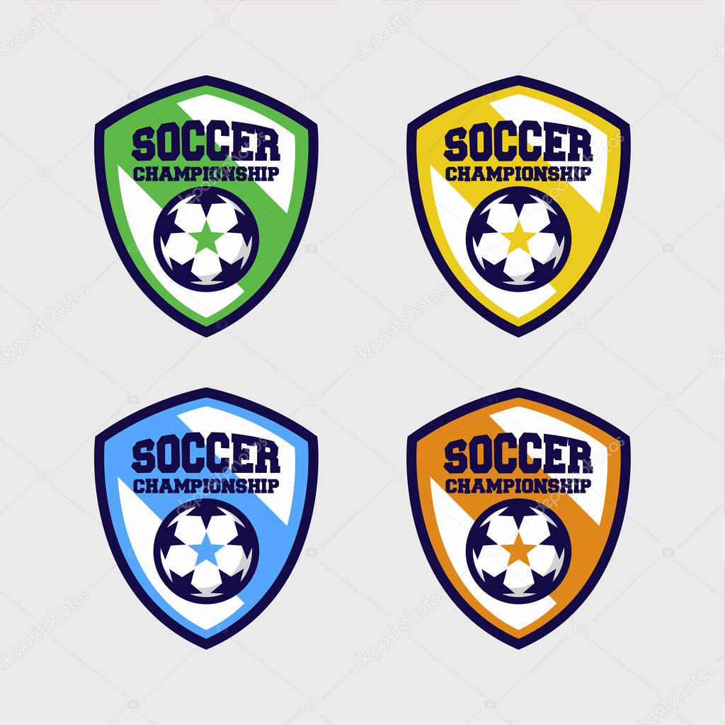 Soccer Logo or Football Club Sign Badge Set